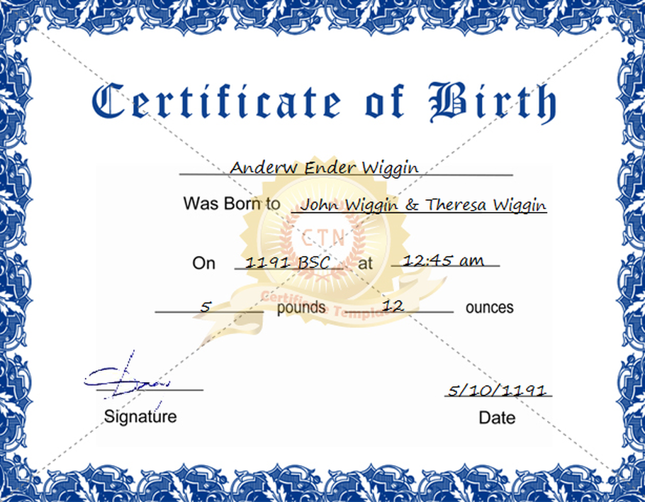 Free printable birth certificates for pets